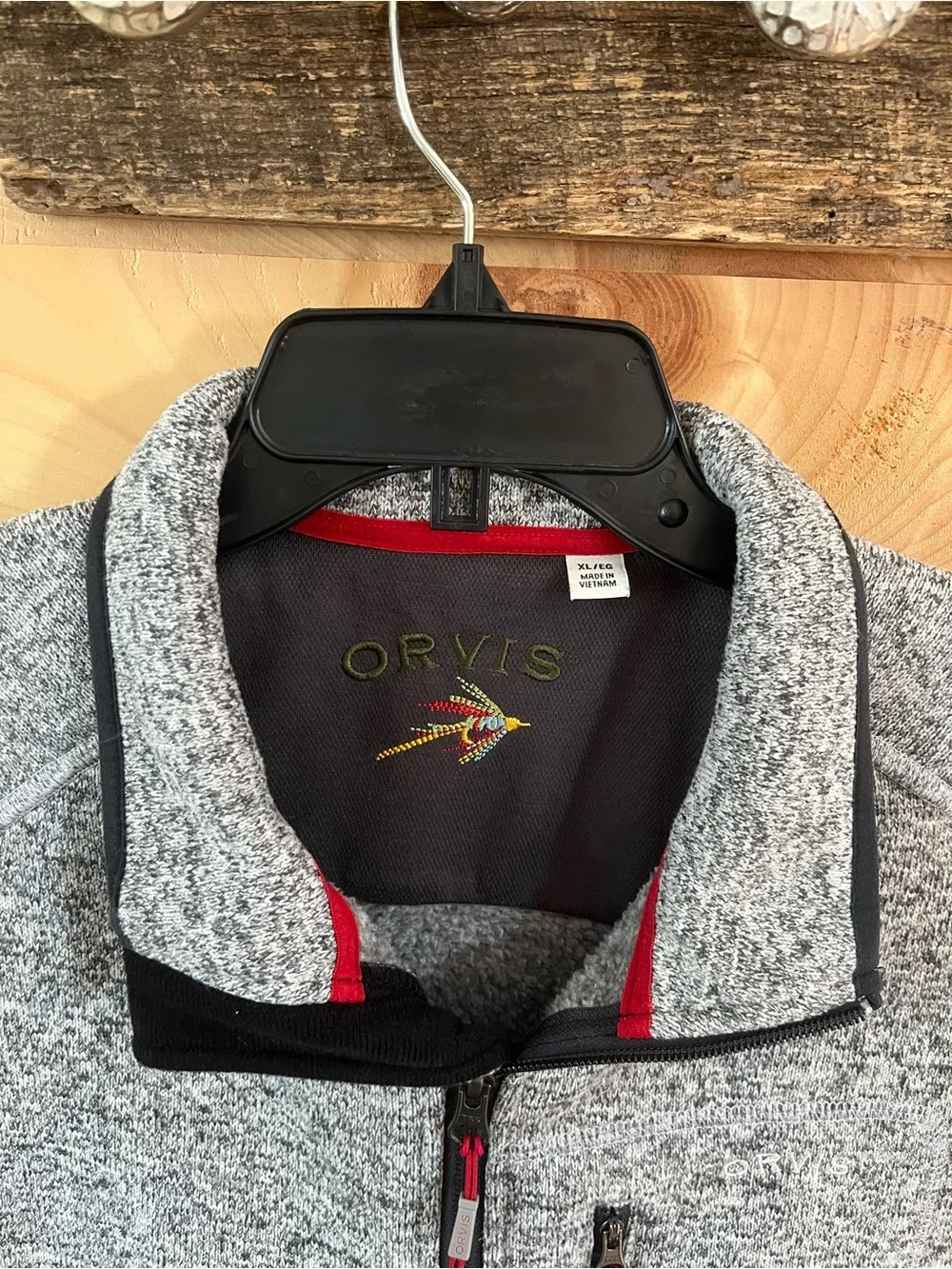 Orvis Gray Marled Fleece Vest with Black Trim Men’s Size XL